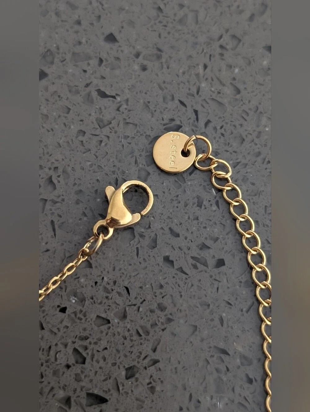 Gold-Tone Script Charm Bracelet with Clear Crystal Accents Stainless Steel